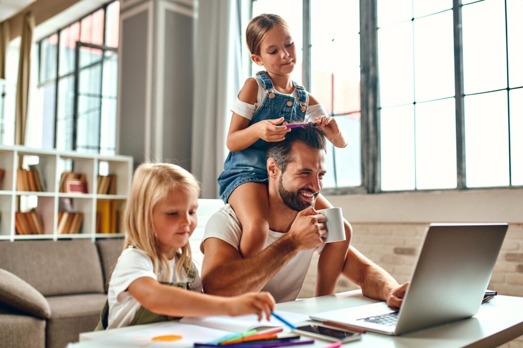 family in home