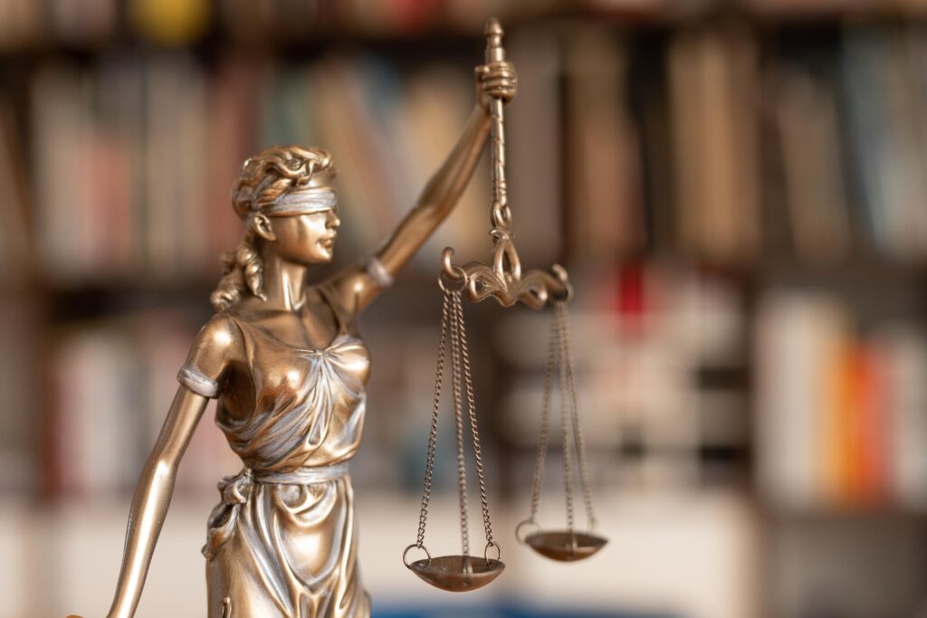 View of the statue of lady justice- the concept of legal law and justice